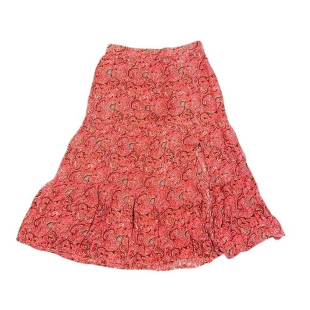 NWT Garance Paris Pink Paisley Swirl Midi Skirt Front Slit Womens Size XL Boho‎